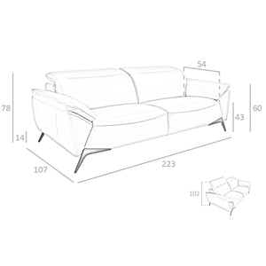 3-seater sofa in taupe leather