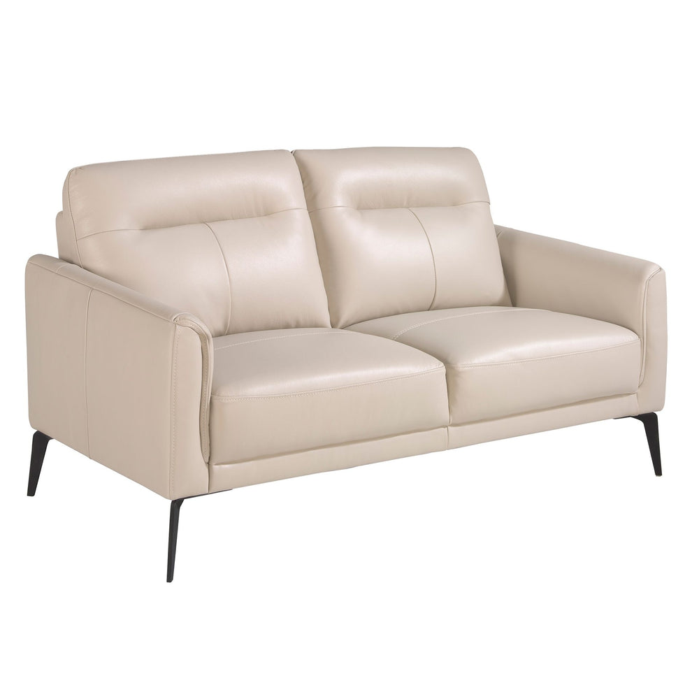 2-seater sofa in taupe gray leather