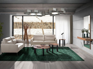 2-seater sofa in taupe gray leather