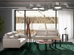 2-seater sofa in taupe gray leather