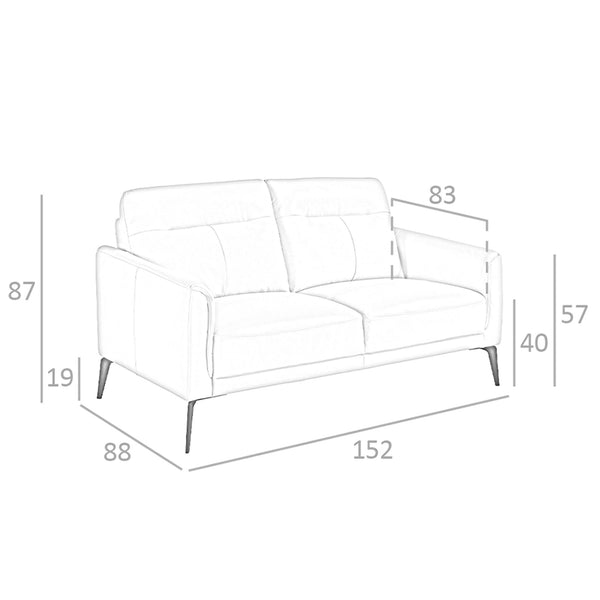 2-seater sofa in taupe gray leather