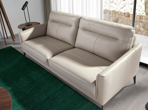 2-seater sofa in taupe gray leather