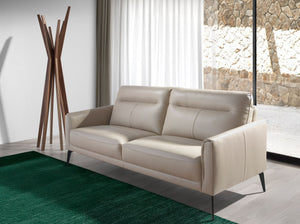 3-seater sofa in taupe gray leather