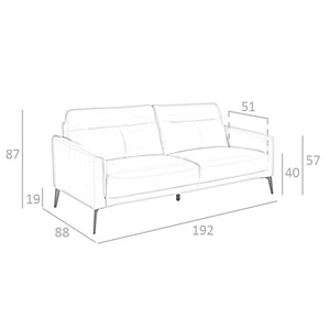 3-seater sofa in taupe gray leather