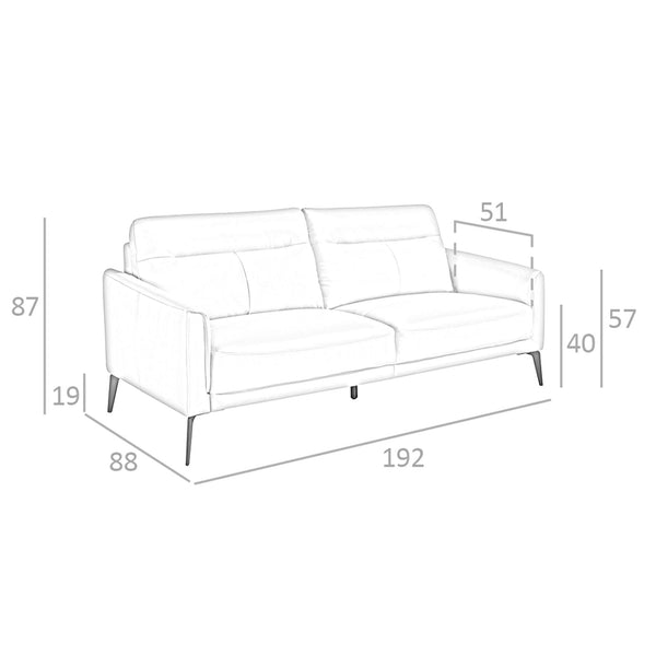 3-seater sofa in taupe gray leather