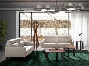 3-seater sofa in taupe gray leather