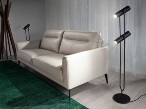 3-seater sofa in taupe gray leather