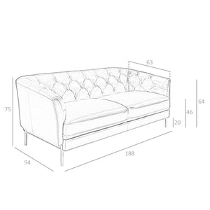 Chester 2-seater sofa in cognac brown leather