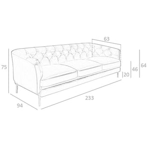 Chester 3-seater sofa in cognac brown leather