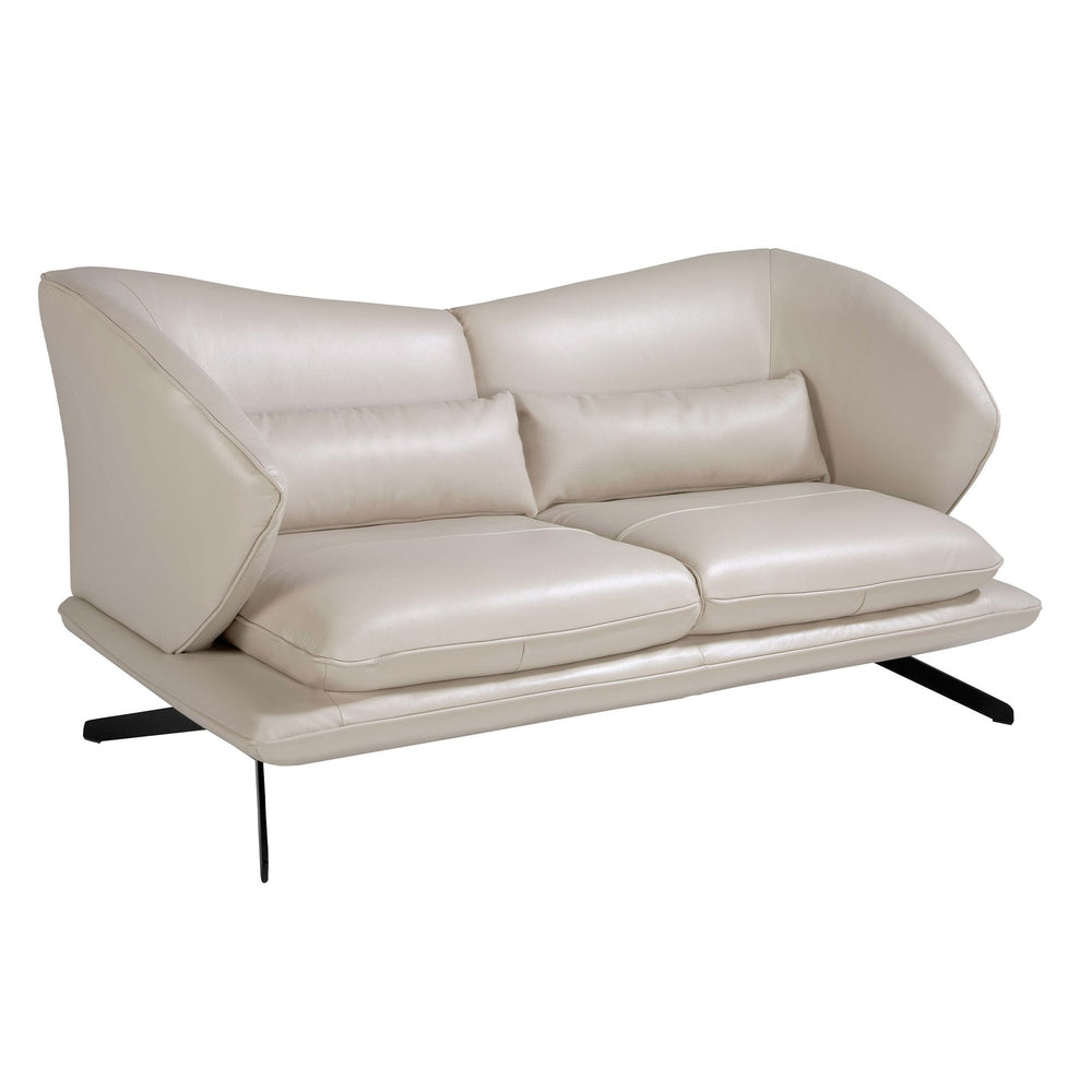 2-seater sofa in taupe gray leather