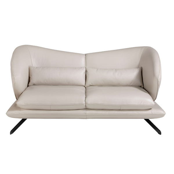 2-seater sofa in taupe gray leather