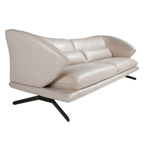 2-seater sofa in taupe gray leather