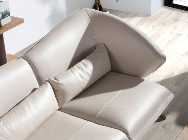 2-seater sofa in taupe gray leather