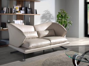 2-seater sofa in taupe gray leather