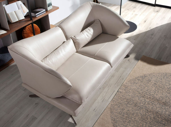 2-seater sofa in taupe gray leather