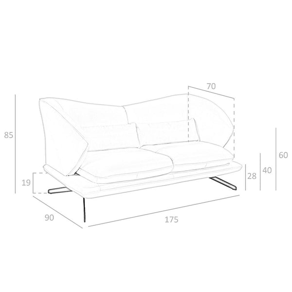 2-seater sofa in taupe gray leather