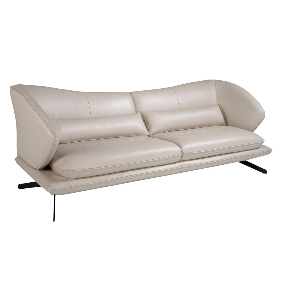 3-seater sofa in taupe gray leather