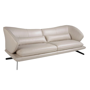 3-seater sofa in taupe gray leather