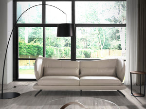3-seater sofa in taupe gray leather