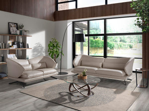 3-seater sofa in taupe gray leather