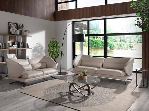 3-seater sofa in taupe gray leather