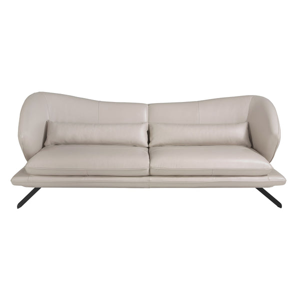 3-seater sofa in taupe gray leather