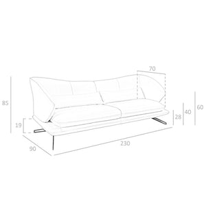 3-seater sofa in taupe gray leather