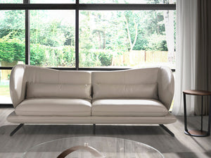 3-seater sofa in taupe gray leather