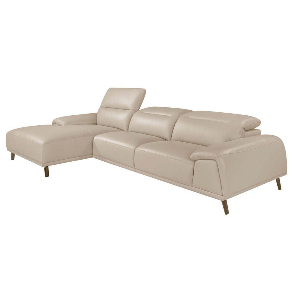 Left-hand chaise longue sofa in taupe leather