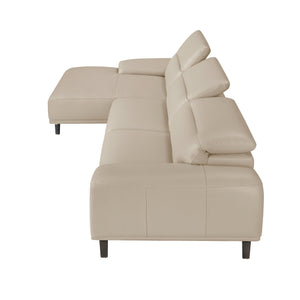 Left-hand chaise longue sofa in taupe leather