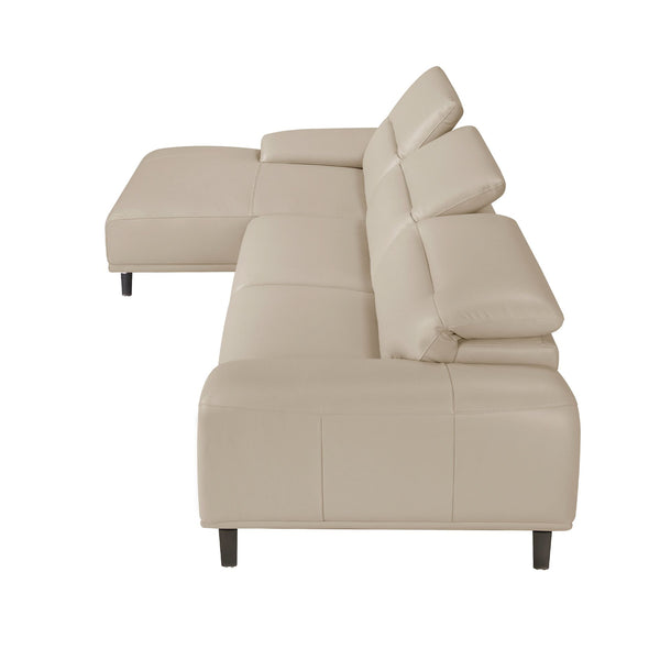 Left-hand chaise longue sofa in taupe leather