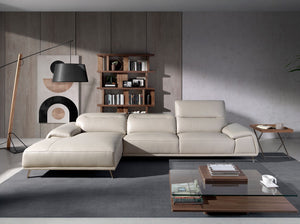 Left-hand chaise longue sofa in taupe leather