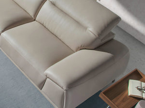 Left-hand chaise longue sofa in taupe leather