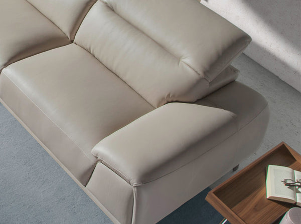 Left-hand chaise longue sofa in taupe leather