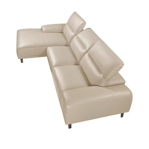 Left-hand chaise longue sofa in taupe leather