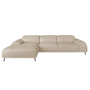 Left-hand chaise longue sofa in taupe leather