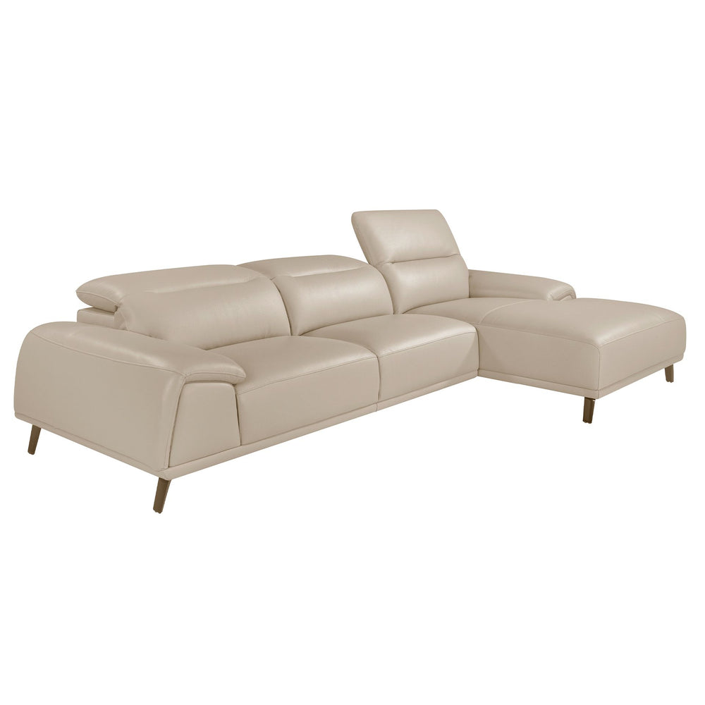 Right-hand chaise longue sofa in taupe gray leather