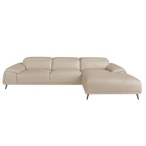 Right-hand chaise longue sofa in taupe gray leather