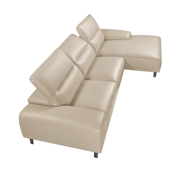 Right-hand chaise longue sofa in taupe gray leather