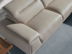 Right-hand chaise longue sofa in taupe gray leather