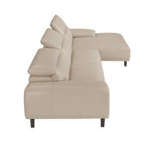Right-hand chaise longue sofa in taupe gray leather