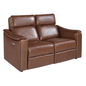 2-seater relaxation sofa in cognac brown leather