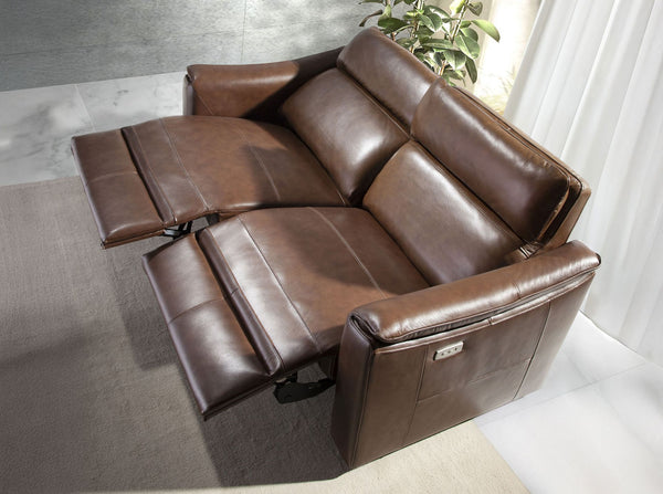 2-seater relaxation sofa in cognac brown leather