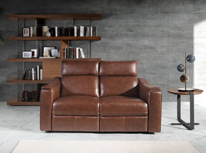 2-seater relaxation sofa in cognac brown leather