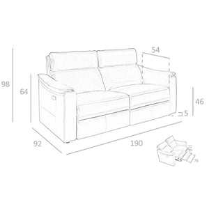 3-seater relaxation sofa in cognac brown leather