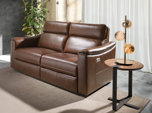 3-seater relaxation sofa in cognac brown leather