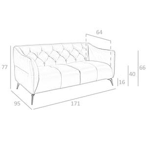Chester 2-seater sofa in brown leather