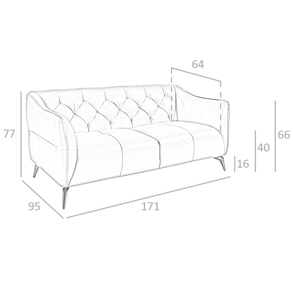 Chester 2-seater sofa in brown leather