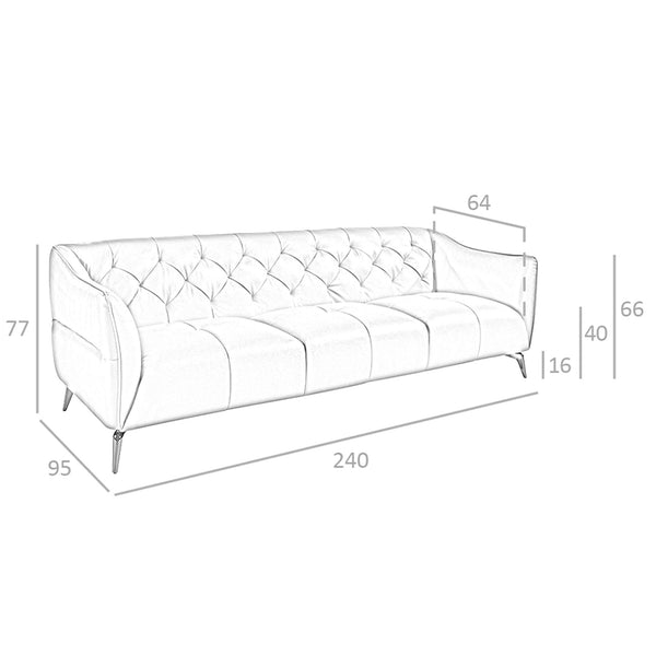 Chester 3-seater sofa in brown leather