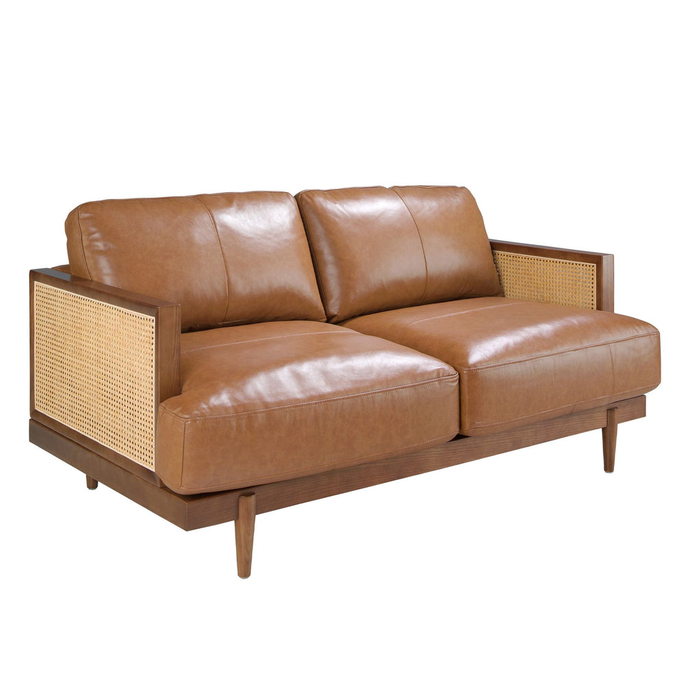2-seater sofa in brown leather